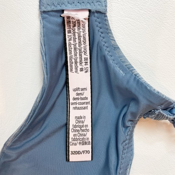 NWOT Victoria's Secret Bra 32DD Uplift Semi Demi Blue - Picture 7 of 7